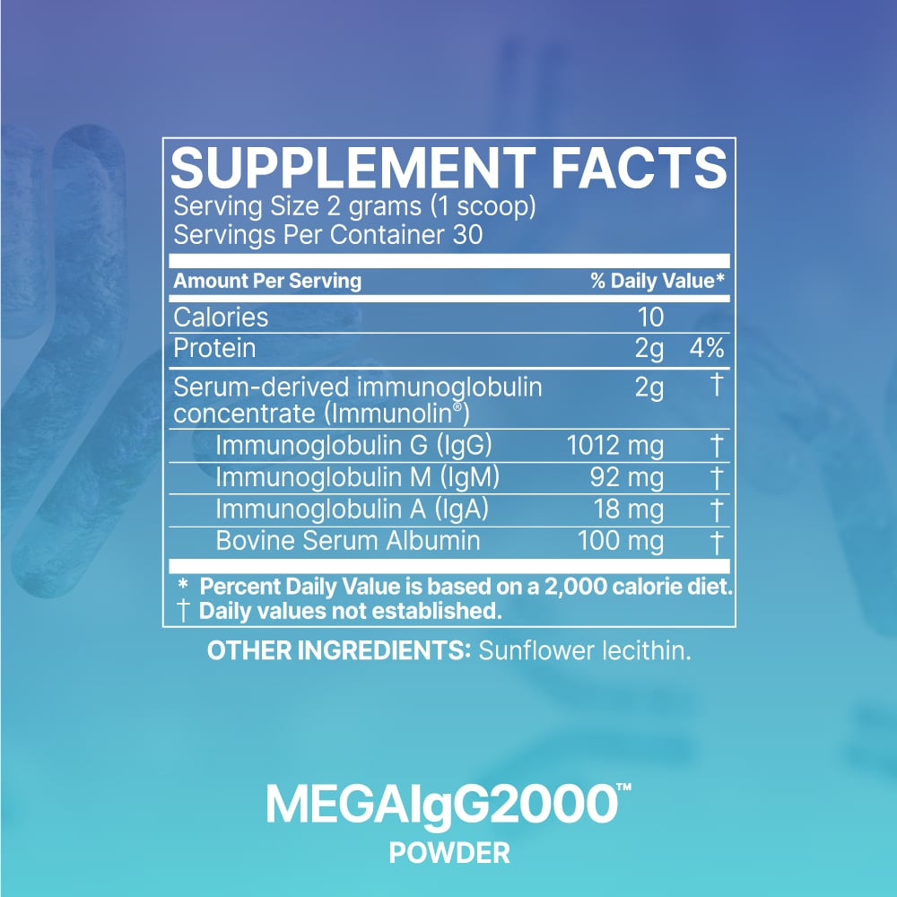 Mega IgG2000 Powder - Microbiome Labs - Diary Free Immunoglobulin Support