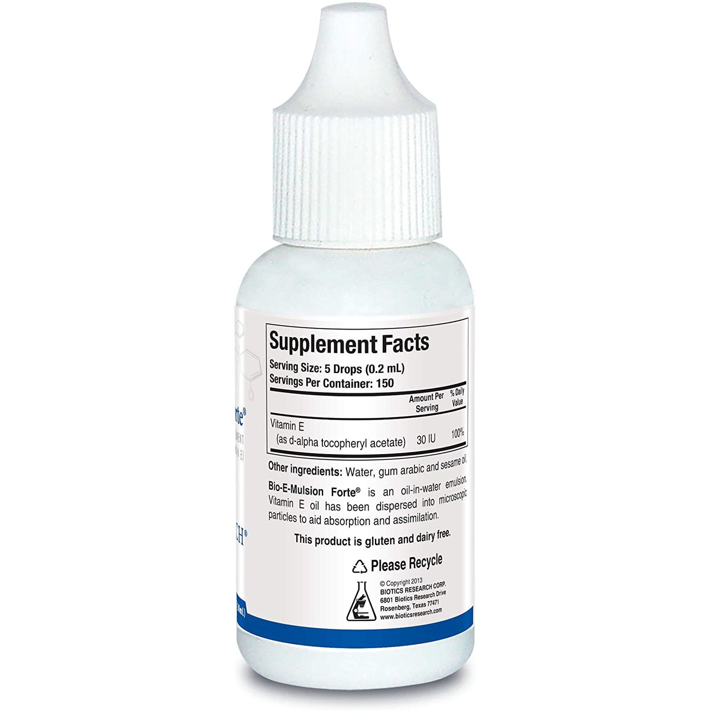 Bio E Mulsion Forte - Biotics Research - Vitamin E, Emulsified, Supports Cell Function, Potent Antioxidant Supports Immune Function