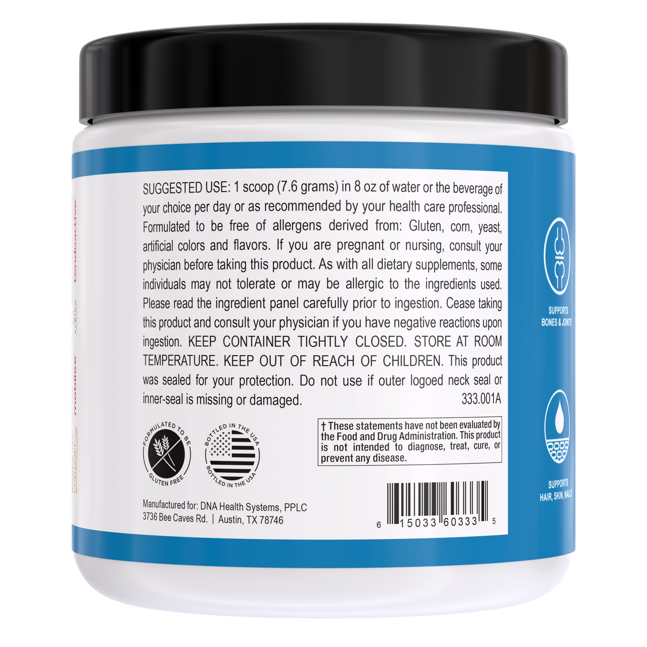 Bioactive Collagen Peptides - DNA Formulas - Grass-Fed, Paleo Keto Whole30 Friendly, Non-GMO | Hydrolyzed Protein Peptide for Maximum Absorption