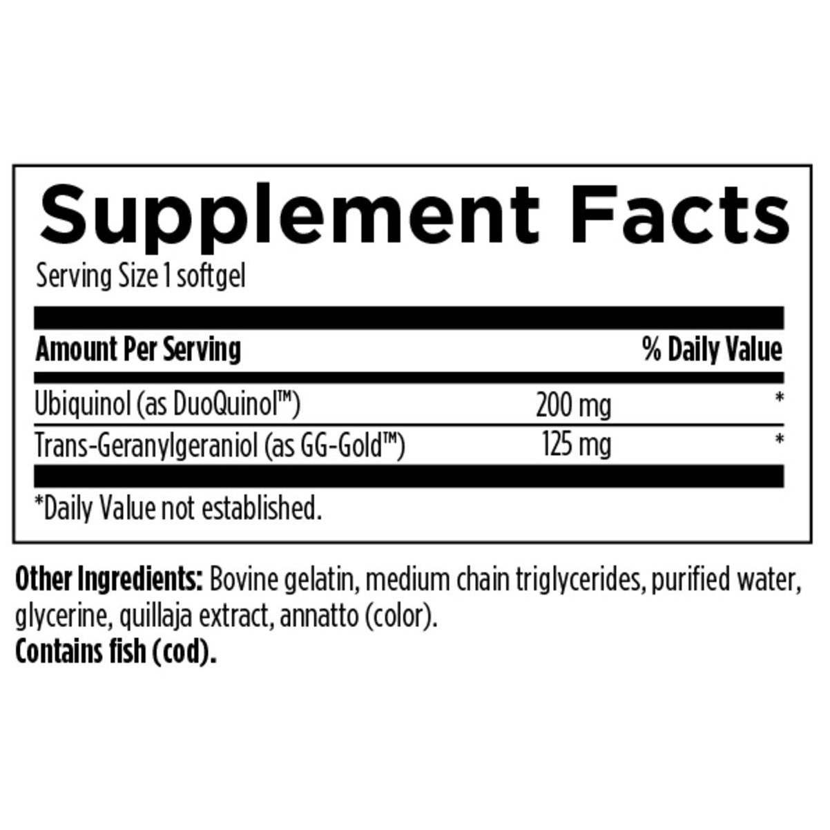 CoQnol 200 - Designs for Health - Unique combination of ubiquinol and trans-geranylgeraniol (GG) 60 cap