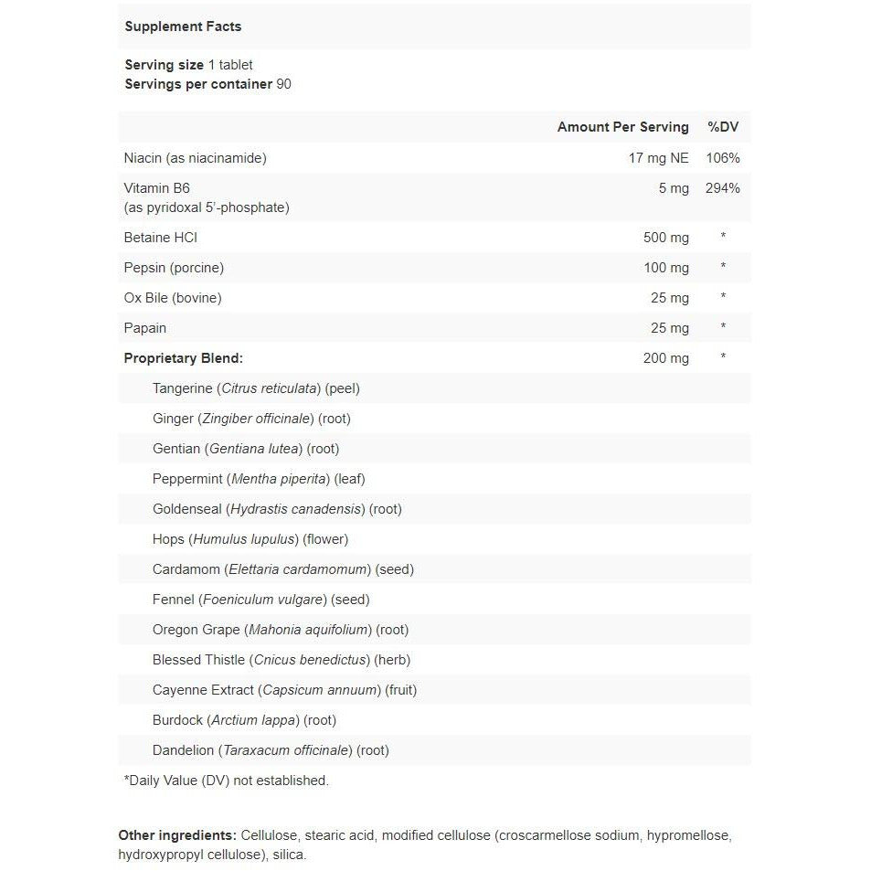 HCL-Prozyme (Z-26) - Apex Energetics - Betaine HCl, Ox Bile, Pepsin, Papain with a combination of digestive enzyme supports
