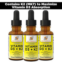 Thumbnail for Vitamin D3 With K2 Liquid - DNA Formulas - Build And Maintain Healthy Bones - Also Plays A Role In Cardiovascular and Blood Sugar Metabolism - Boosts Immunity