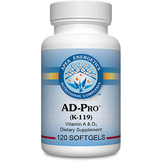 AD-Pro vitamin A and D3 softgels by Apex Energetics for gut barrier and immune support