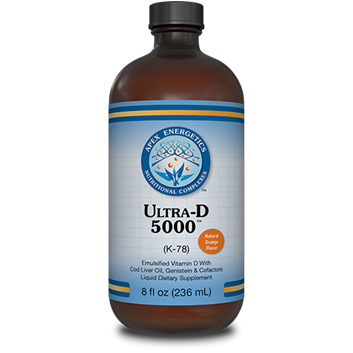 Ultra-D 5000 vitamin D3 with K2 softgels by Apex Energetics for bone and immune support