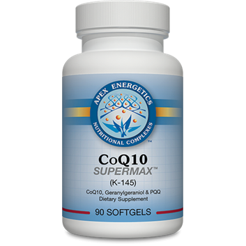 CoQ10 SuperMax softgels by Apex Energetics for mitochondrial and heart support