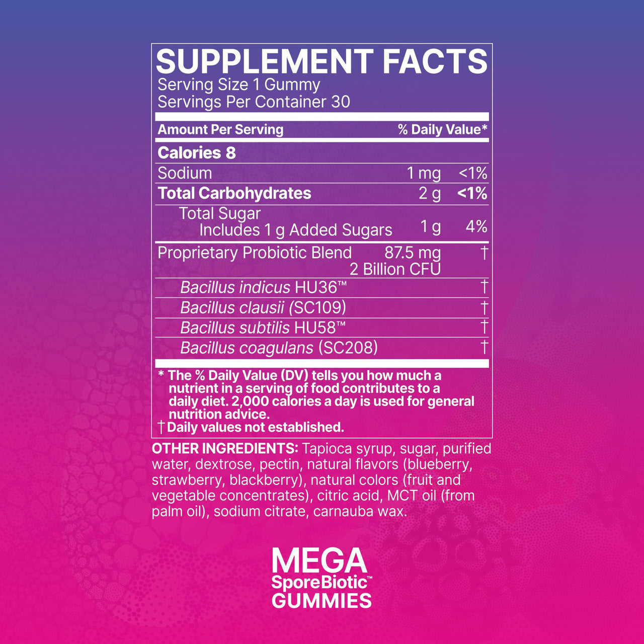 MegaSpore Gummies - Microbiome Labs - 100% spore-based proprietary probiotic blend