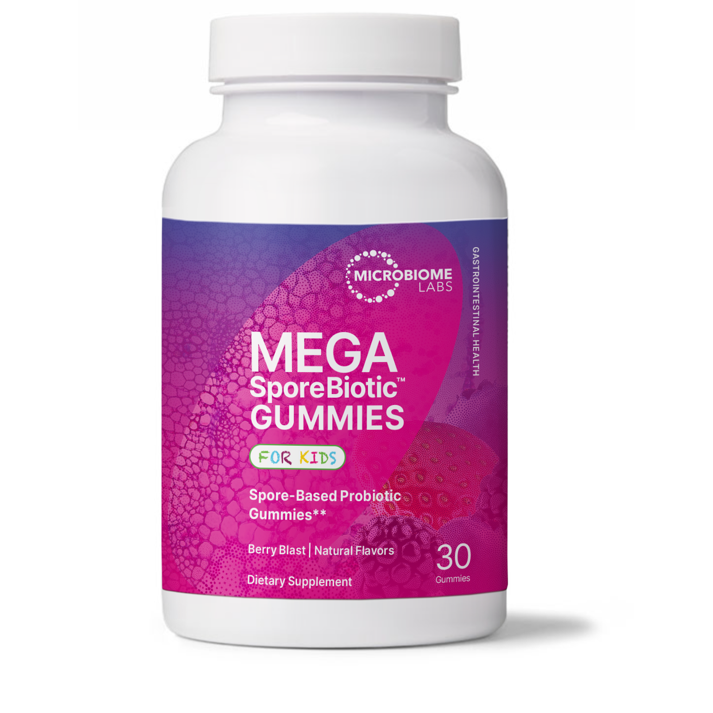 MegaSpore spore-based probiotic gummies for kids by Microbiome Labs for gut and immune support