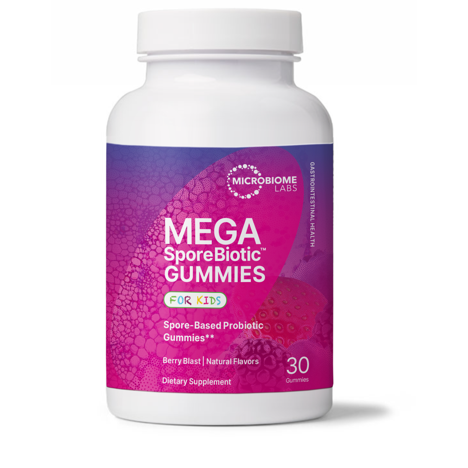 MegaSpore spore-based probiotic gummies for kids by Microbiome Labs for gut and immune support