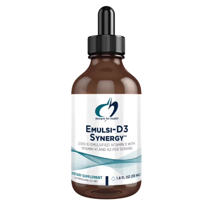 Emulsi-D3 Synergy liquid by Designs for Health with vitamins D3, K1, and K2 for bone and immune support