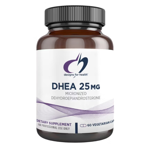 DHEA 25 mg micronized capsules by Designs for Health for adrenal and hormone support