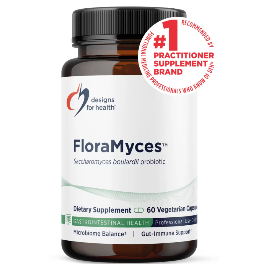 FloraMyces capsules by Designs for Health with Saccharomyces boulardii probiotic for gut support