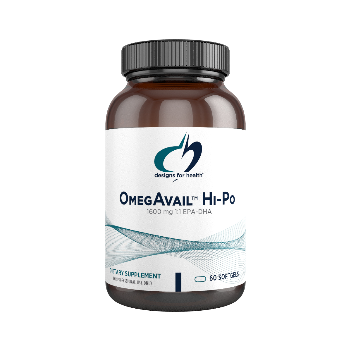 OmegAvail Hi-Po fish oil softgels by Designs for Health with high-potency EPA and DHA