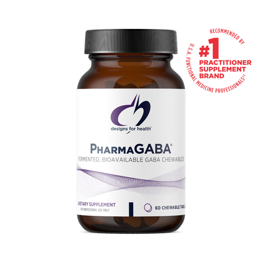 PharmaGABA chewable tablets by Designs for Health with bioidentical GABA for calm and stress support