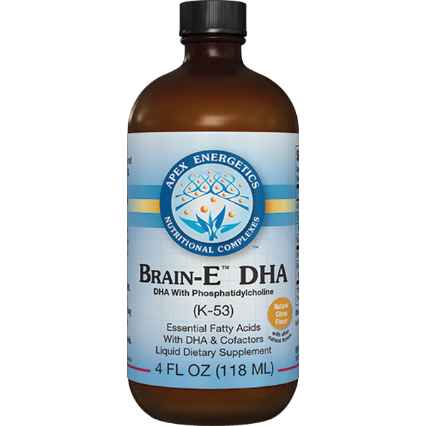 Brain-E DHA liquid omega-3 fish oil by Apex Energetics for brain and cognitive support