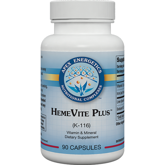 HemeVite Plus (K-116) - Apex Energetics - Iron as Ferrous Bisglycinate with Bovine Liver, HCL and Vitamin C