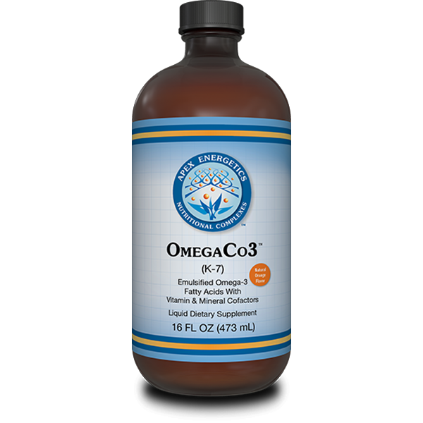 OmegaCo3 emulsified liquid omega-3 by Apex Energetics with EPA and DHA for brain and heart support
