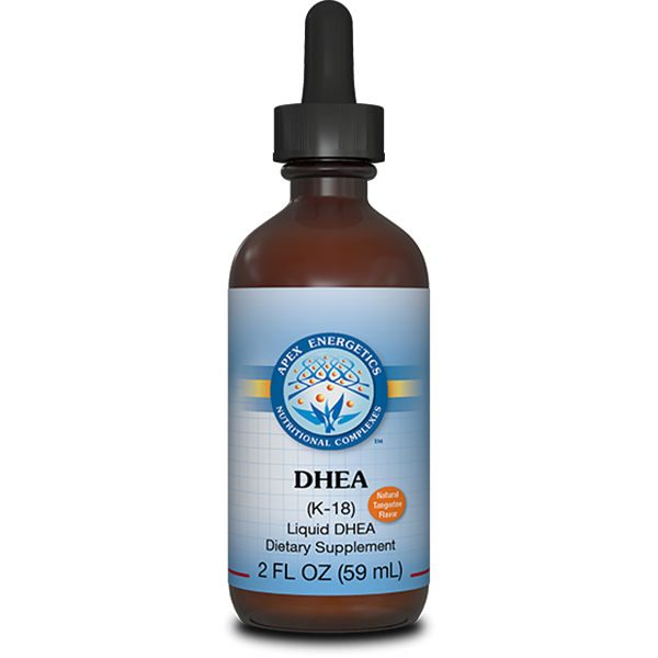 DHEA K-18 liquid drops by Apex Energetics for adrenal and hormone metabolism support
