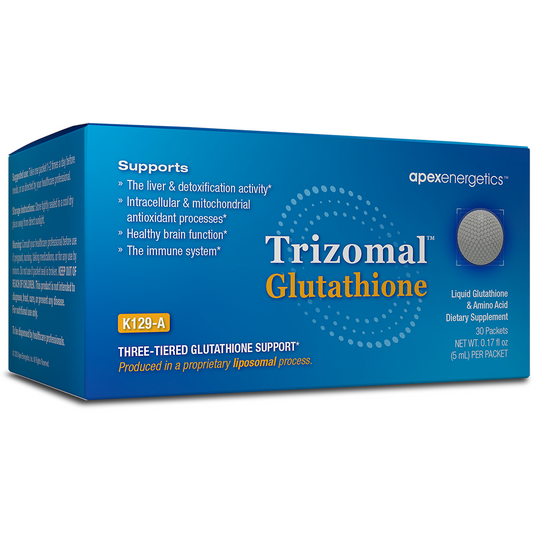 Trizomal Glutathione single-serving liposomal packets by Apex Energetics for antioxidant support