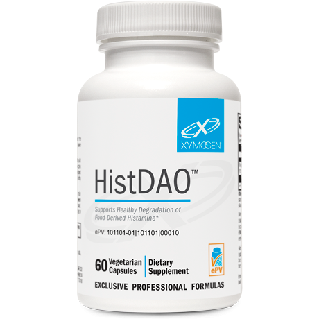 HistDAO capsules by Xymogen with diamine oxidase enzyme for food histamine breakdown support