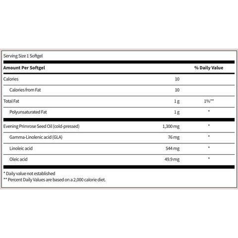Evening Primrose - Klaire Labs - Gamma Linoleic Acid to support skin, hair, nails and hormone balance