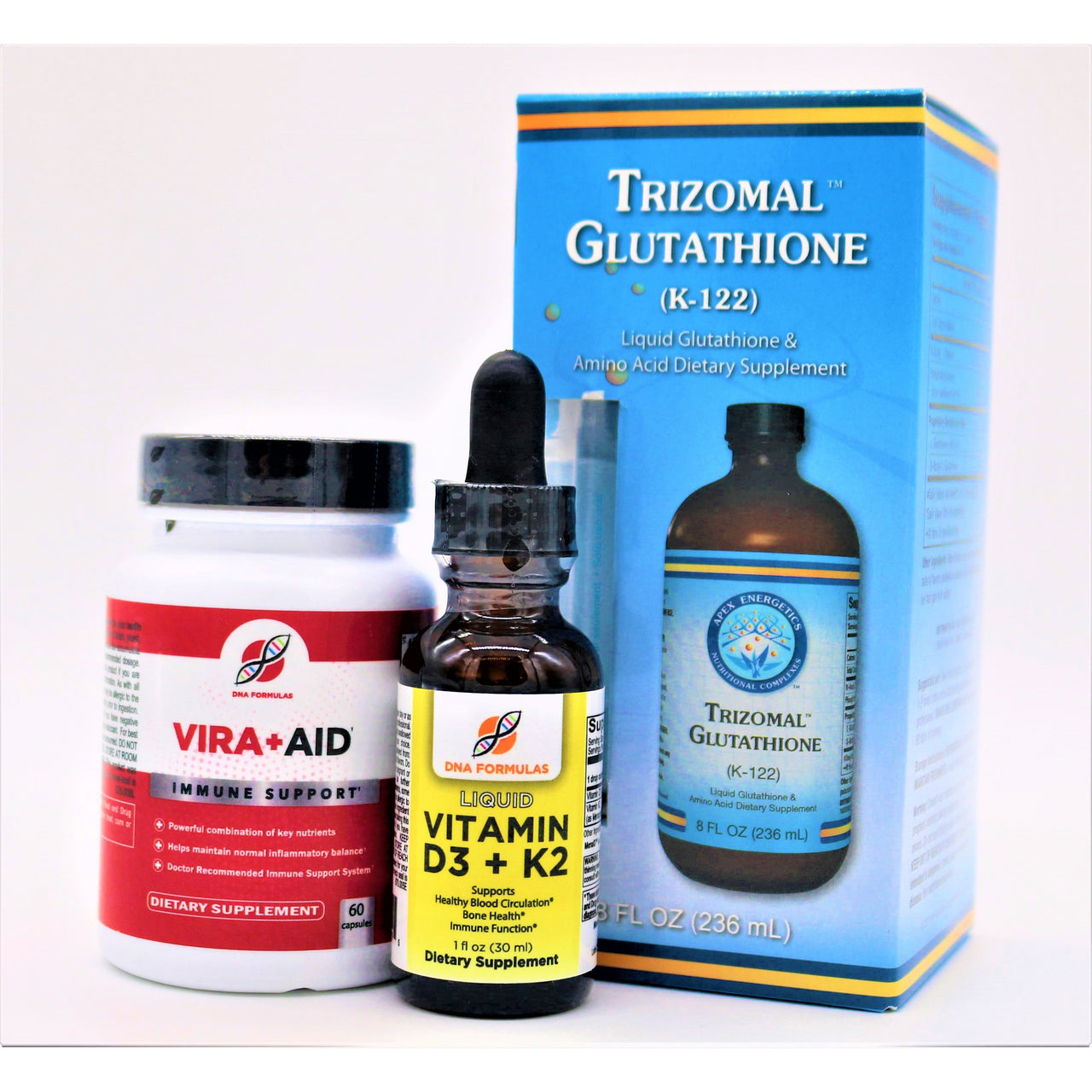 Immune Boosting Bundle: Vira+Aid - Vitamin D3 with K2 - Trizomal Glutathione