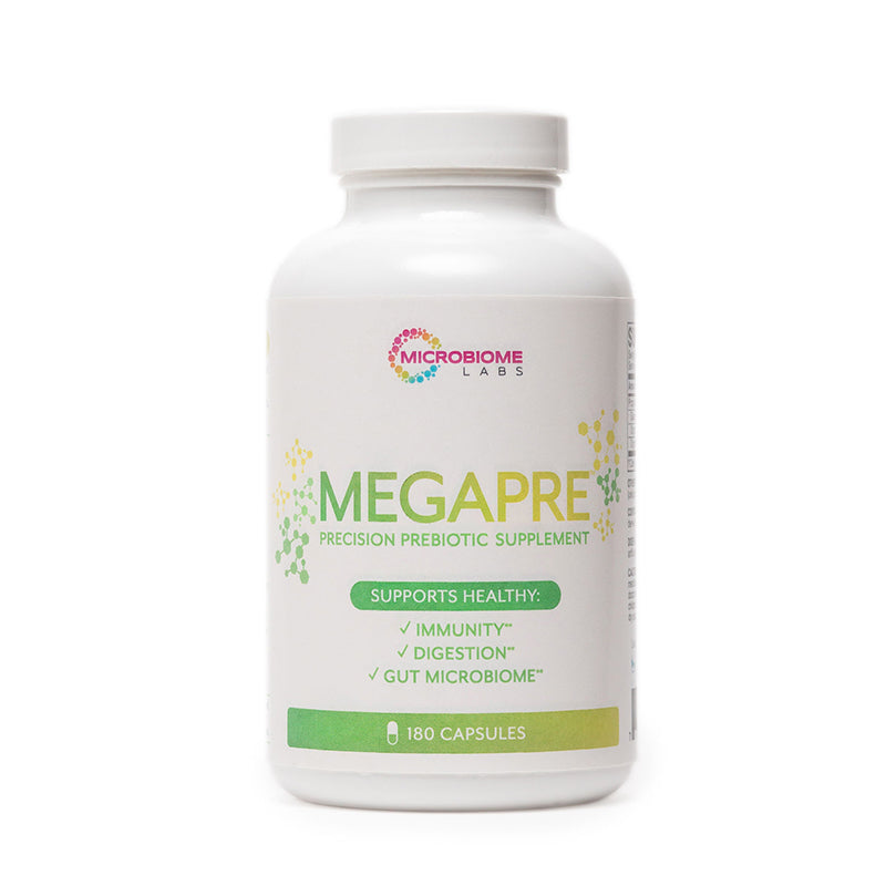 MegaPre Precision Prebiotic capsules by Microbiome Labs for gut microbiome diversity