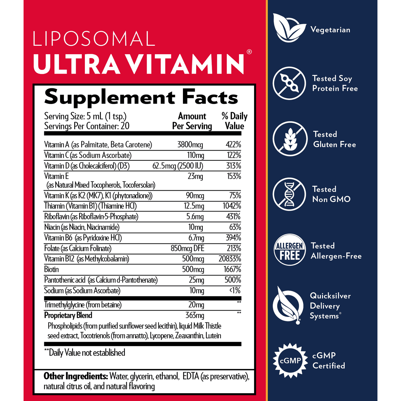 Ultra Vitamin - Quicksilver Scientific - Liposomal Multivitamin Whole Body Support