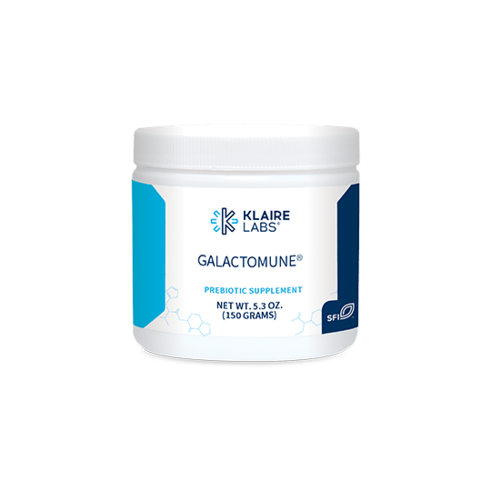 Galactomune prebiotic powder by Klaire Labs with GOS and beta-glucan for gut and immune support