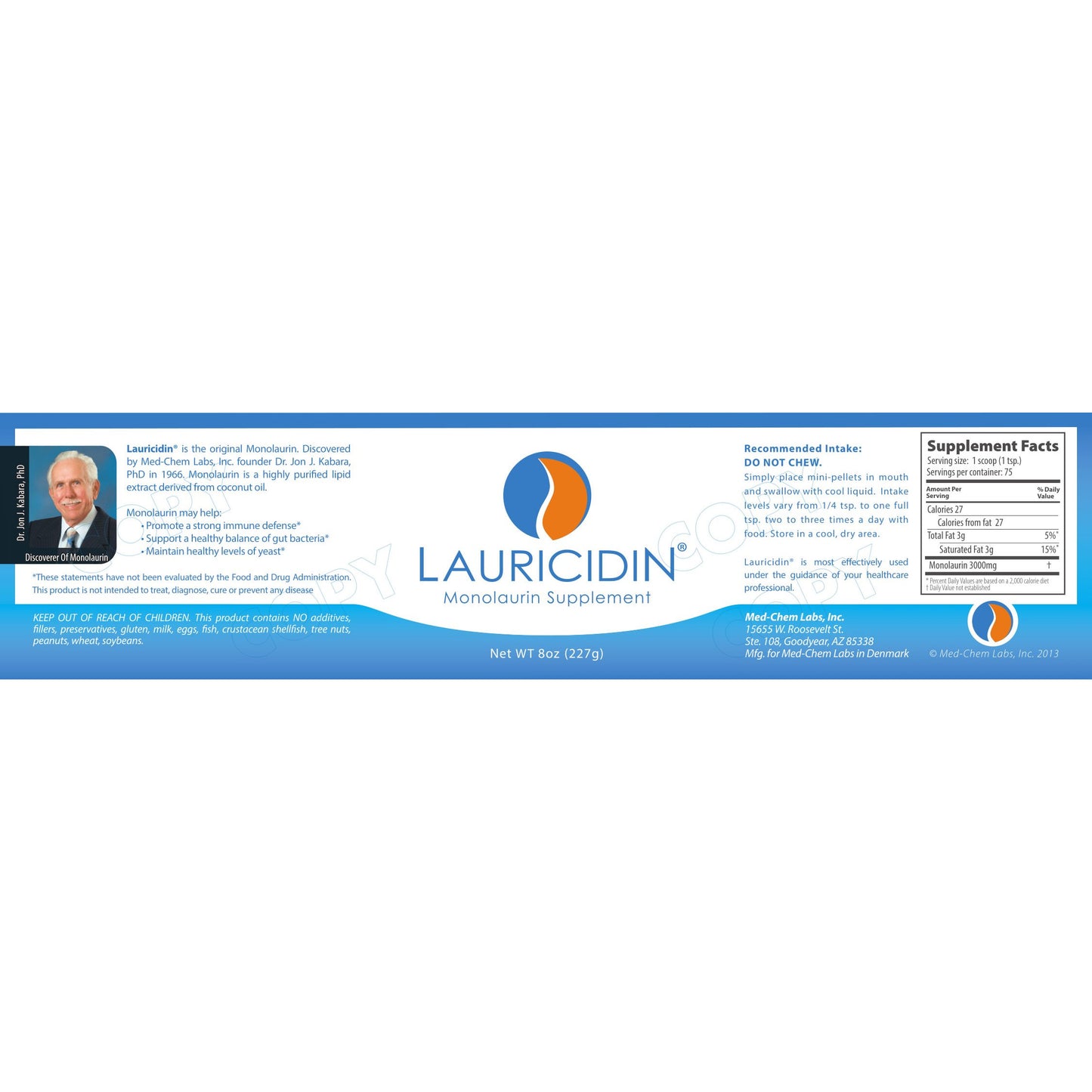Lauricidin® - Pure sn-1 monolaurin (glycerol monolaurate) derived from coconut