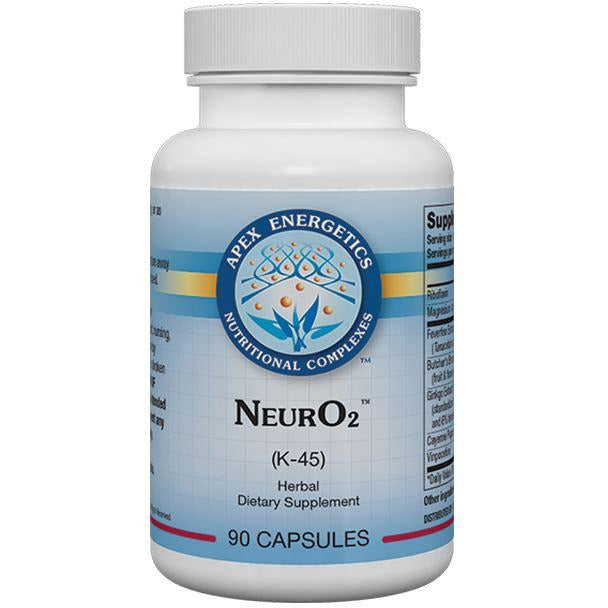 NeurO2 vegetarian capsules by Apex Energetics with vinpocetine for brain blood flow support