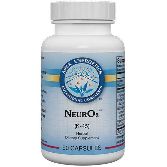 NeurO2 vegetarian capsules by Apex Energetics with vinpocetine for brain blood flow support
