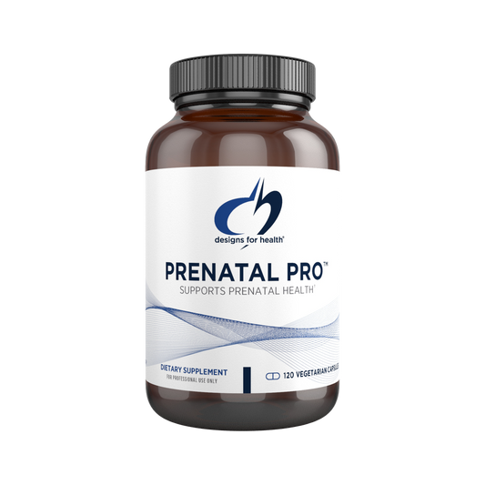 Prenatal Pro prenatal multivitamin capsules by Designs for Health for pregnancy support