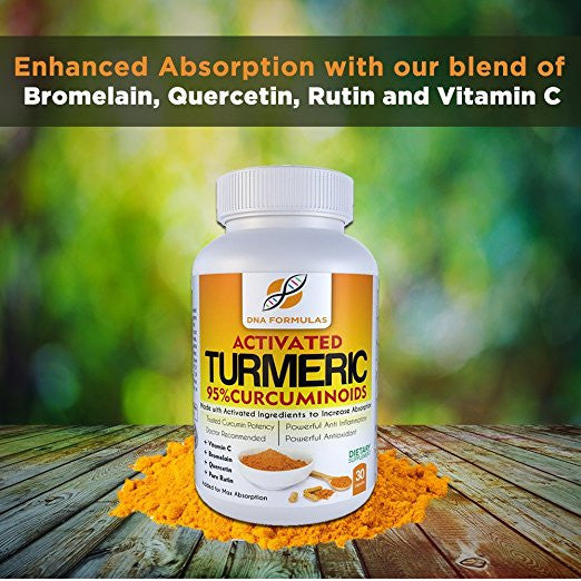Turmeric Curcumin C3 with Bromelain - DNA Formulas - Quercetin and 95% Curcuminoids - Rutin - Vitamin C - Non-GMO