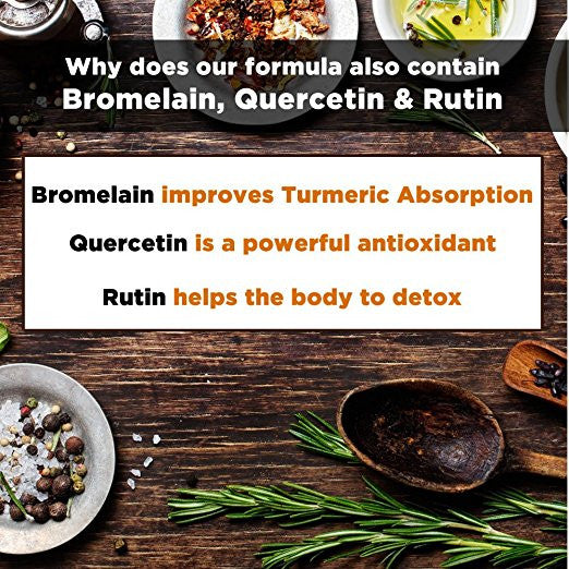 Turmeric Curcumin C3 with Bromelain - DNA Formulas - Quercetin and 95% Curcuminoids - Rutin - Vitamin C - Non-GMO