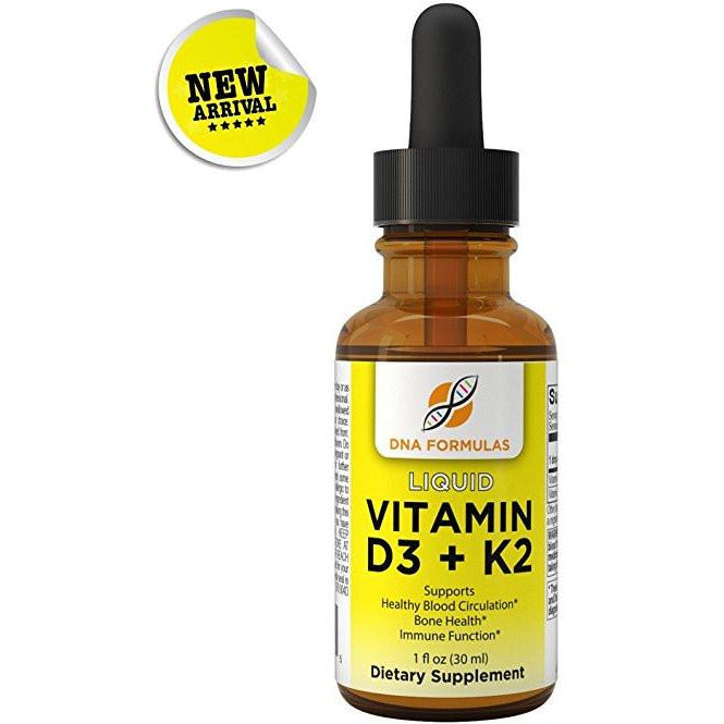Vitamin D3 With K2 Liquid - DNA Formulas - Build And Maintain Healthy Bones - Also Plays A Role In Cardiovascular and Blood Sugar Metabolism - Boosts Immunity